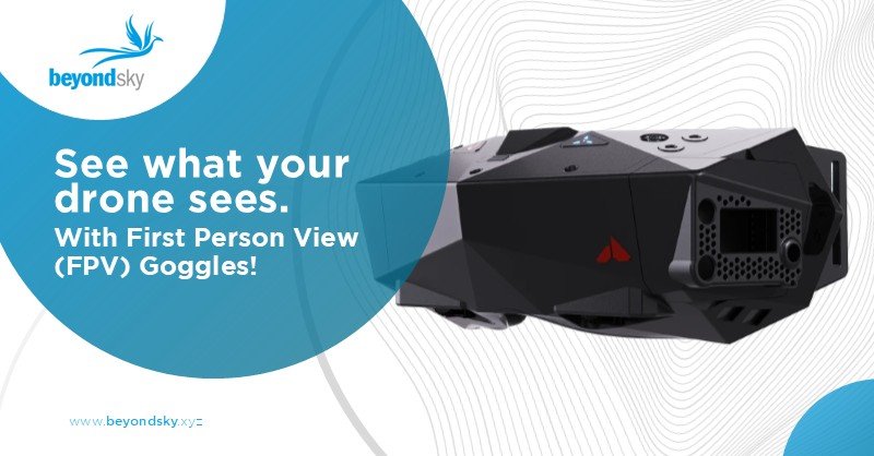 Close-up of FPV goggles for Drone